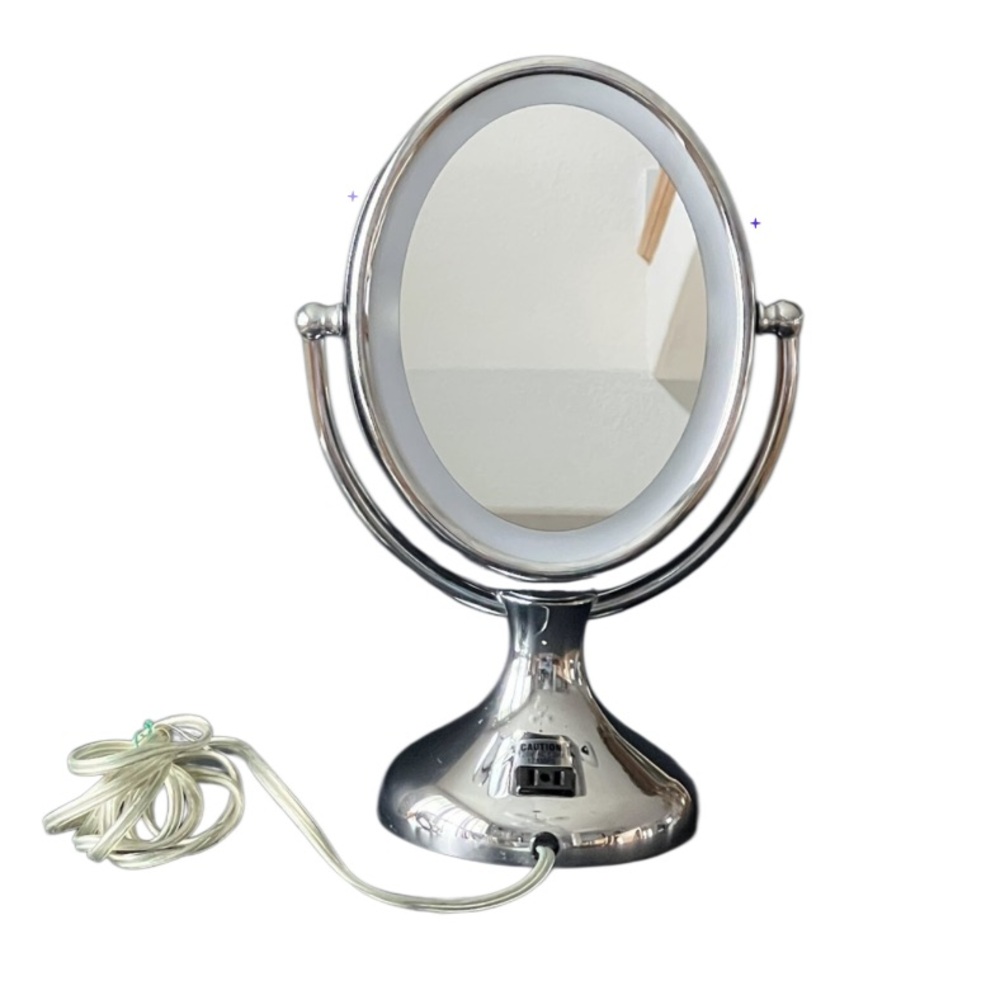 CONAIR Vintage Double Sided Lighted 5X Makeup Mirror with 4 Settings